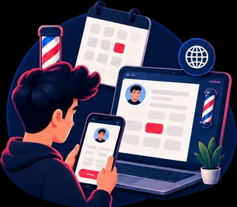 Agenda online de una barbería disponible en computadora y celular
